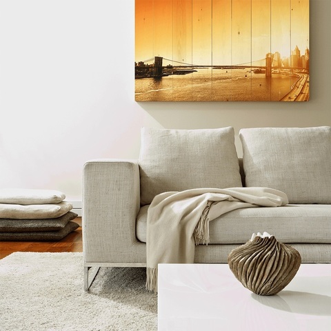 Naturflair mit Holzfoto im Wohnzimmer Naturflair mit Holzfoto im Wohnzimmer