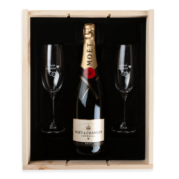 Geschsenkset mit Champagner offene Ansicht Geschsenkset mit Champagner offene Ansicht