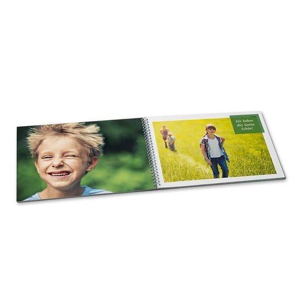 Fotobuch mit Spiralbindung A5 Querformat aufgeschlagen