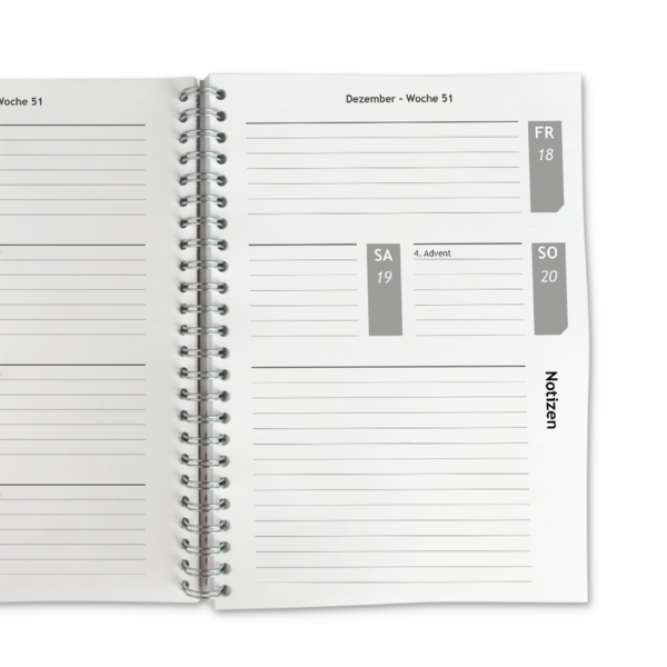 Terminkalender Spiral A5 detail