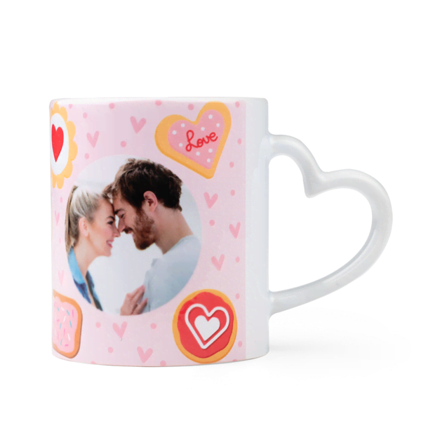 Herzfömigem Tasse mit foto