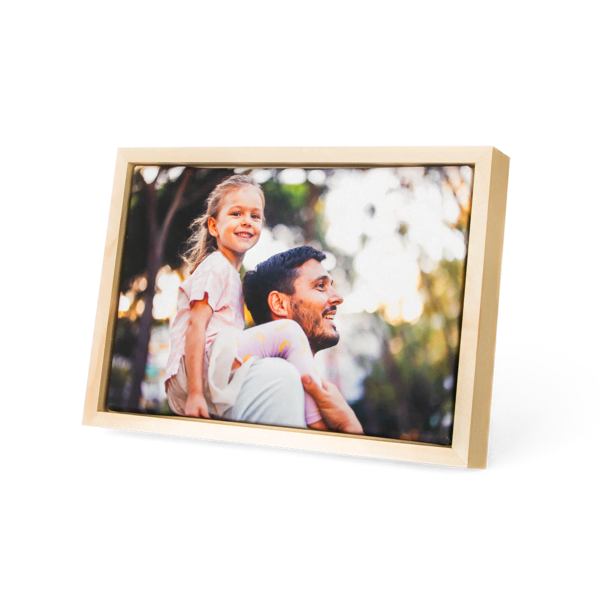 Vater und Tochter Foto auf Leinwand in Holzrahmen