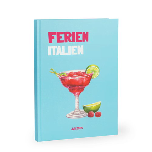 Premium Fotobuch A4 Hochformat blau mit Cocktailglas