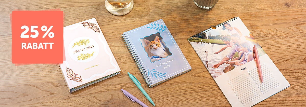 25 % Rabatt auf Kalender, Terminplaner und Fliesen 25 % Rabatt auf Kalender, Terminplaner und Fliesen
