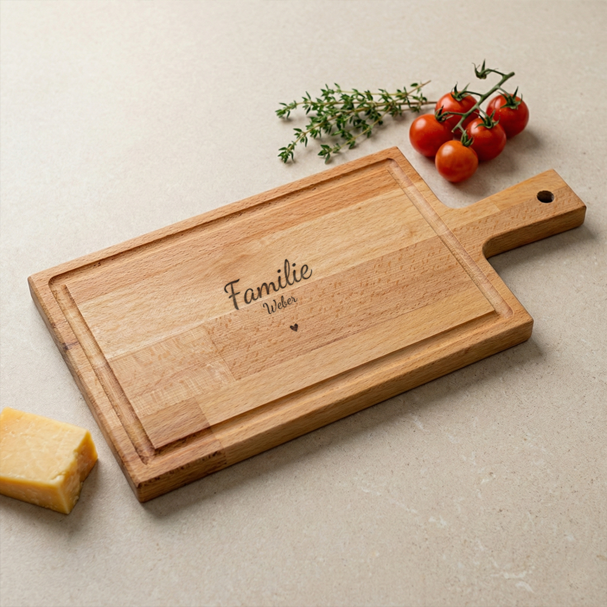 Schneidebrett mit Gravur „Familie Weber“ Schneidebrett mit Gravur „Familie Weber“
