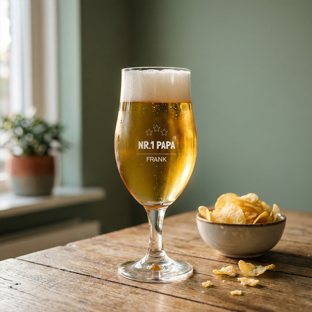 Bierglas mit Gravur „Nr.1 Papa Fränk“