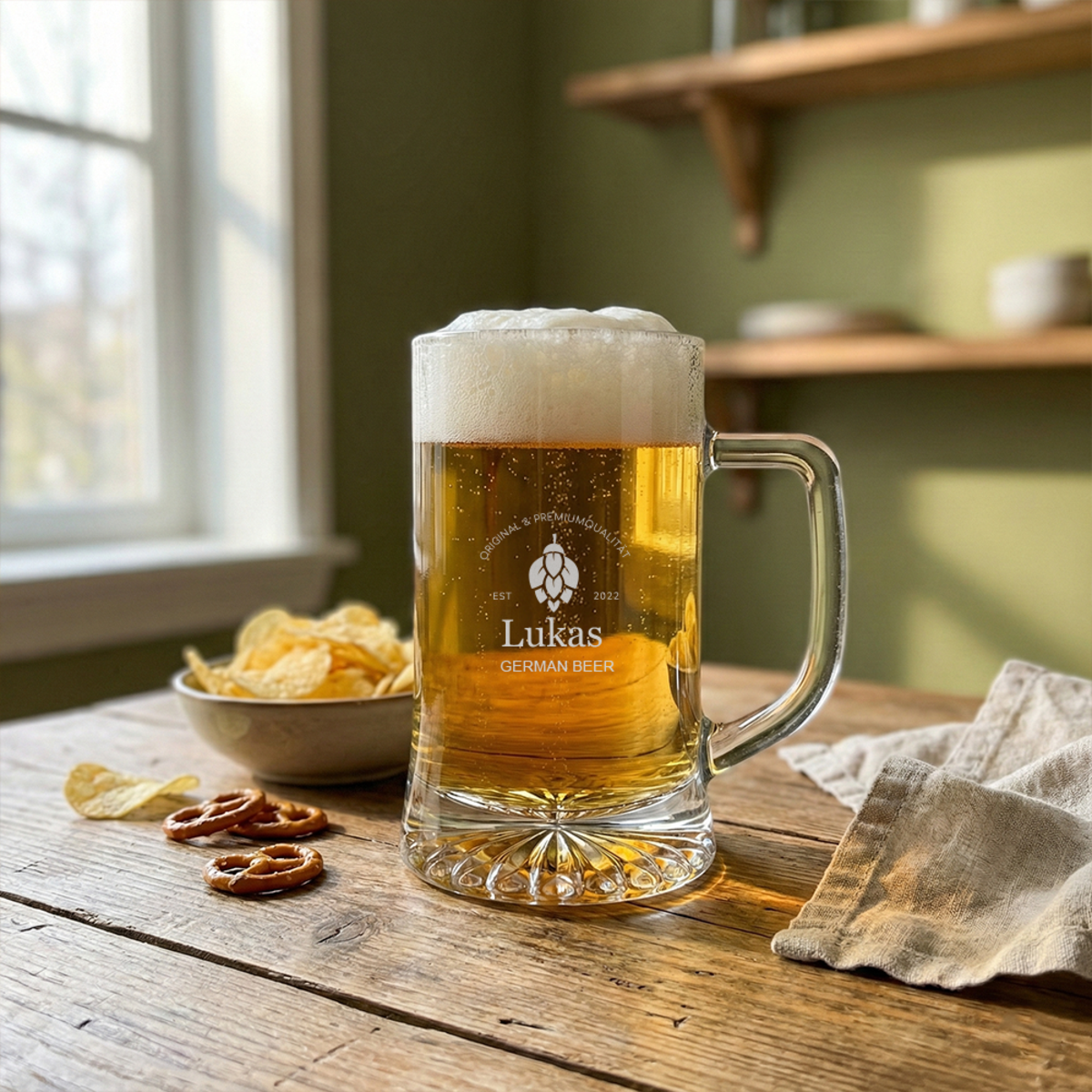 Bierkrug mit Gravur „Lukas“ Bierkrug mit Gravur „Lukas“