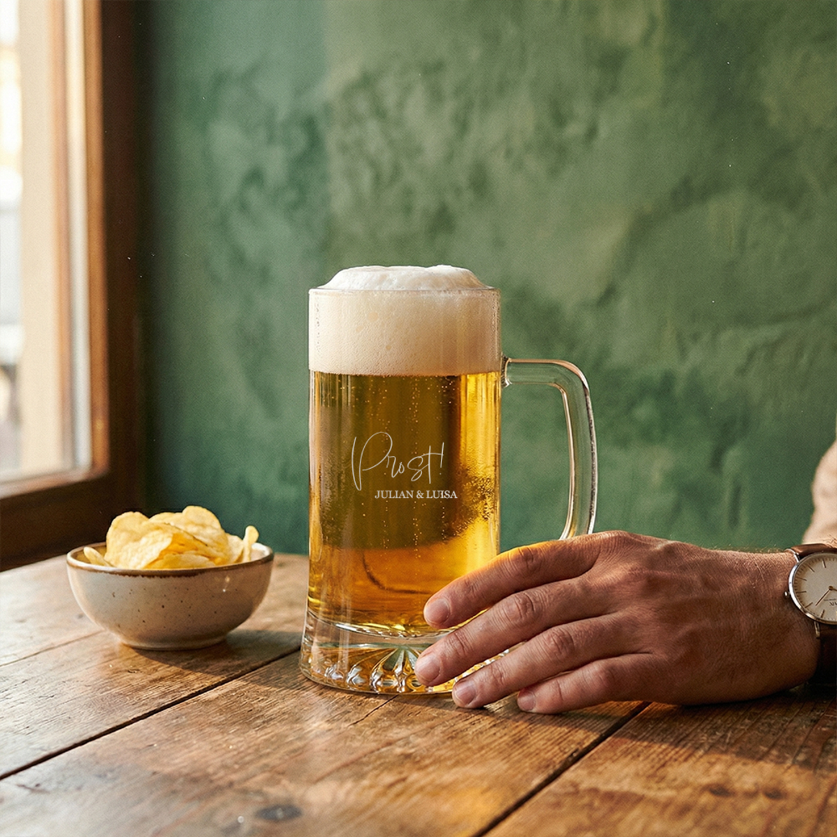 Bierkrug mit Gravur prost Bierkrug mit Gravur prost