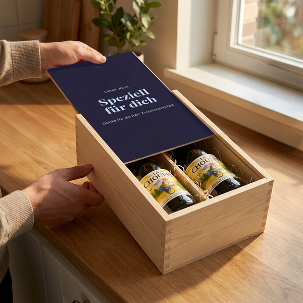 Personalisierte Bierkiste mit zwei Fächern