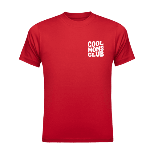Rotes T-Shirt mit individuellem Aufdruck auf der Vorderseite Rotes T-Shirt mit individuellem Aufdruck auf der Vorderseite
