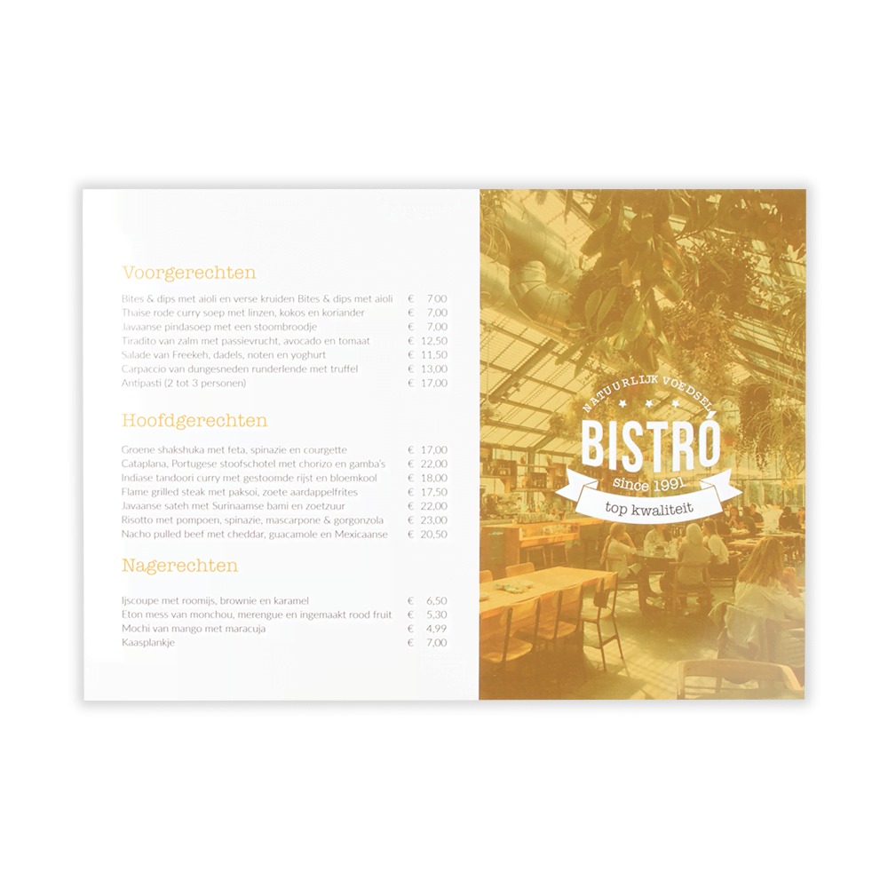 Menukaart A4 Liggend Menukaart A4 Liggend