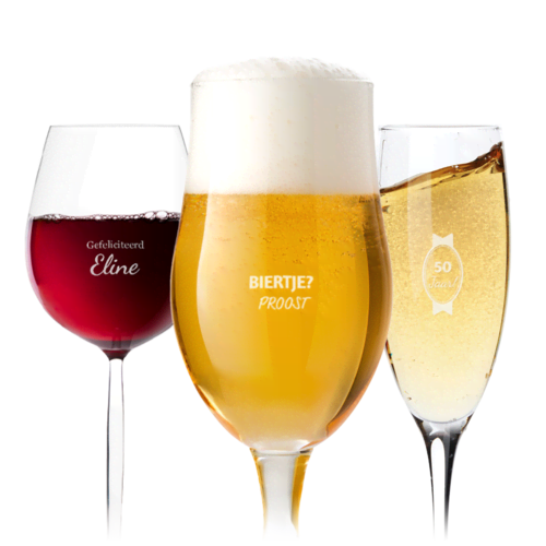 Laat je eigen bierglas, wijnglas of champagneglas graveren!