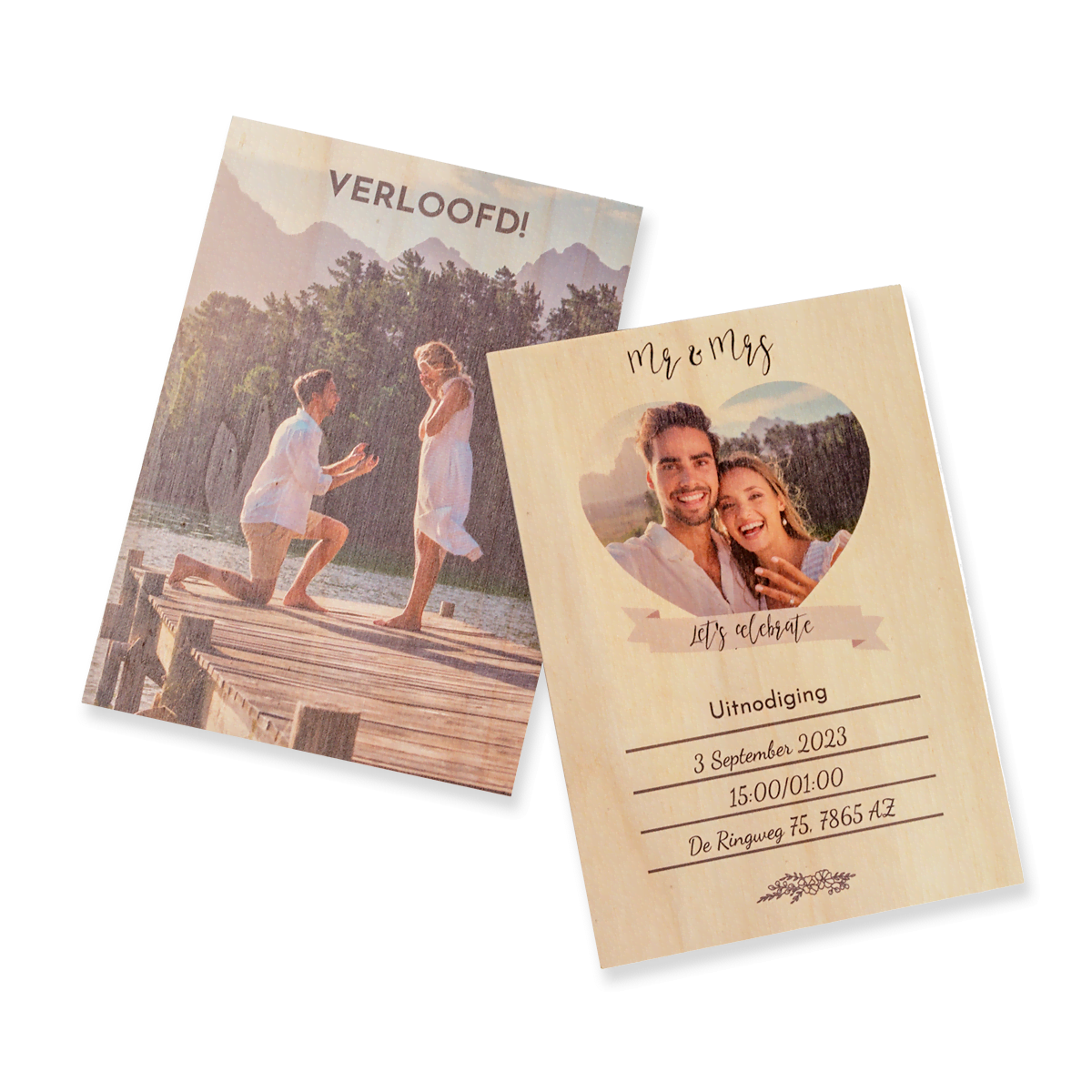 Houten kaart per stuk personaliseren Houten kaart per stuk personaliseren