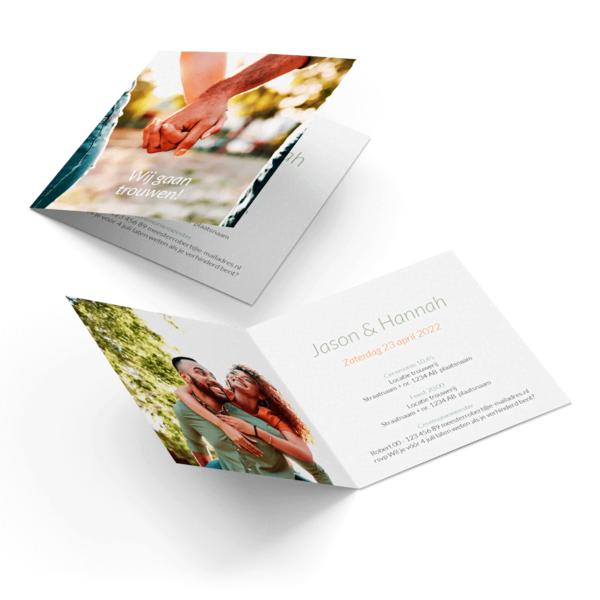 Dubbele kaart 14x14 vierkant trouwen Dubbel Kaart Vierkant 14x14 trouwen