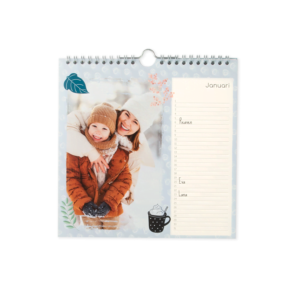 Verjaardagskalender 21x21 vierkant ontwerpen Verjaardagskalender 21x21 vierkant ontwerpen