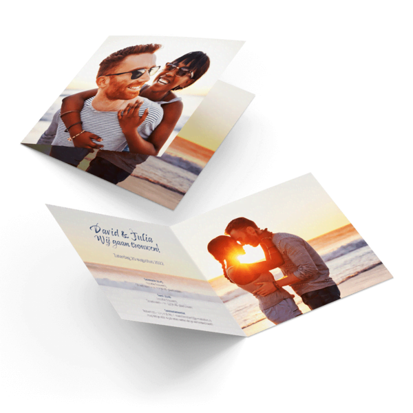 Dubbele kaart 10x10 vierkant trouwen