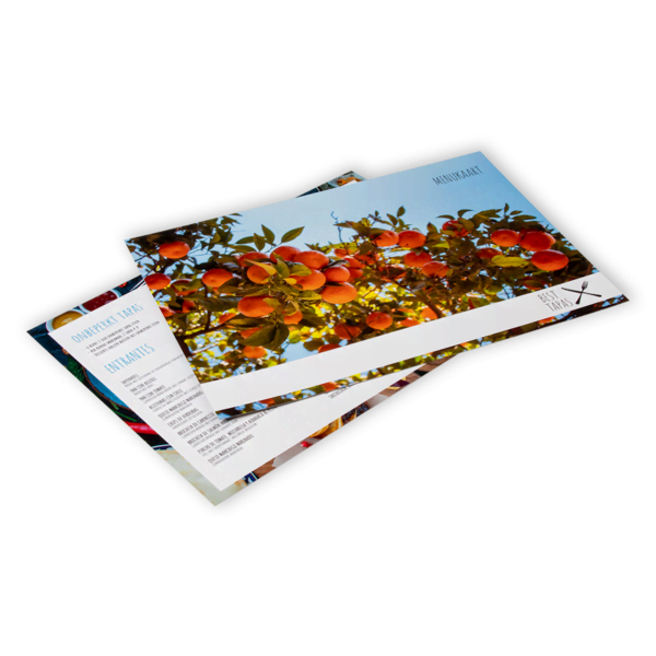 Menukaart A4 liggend achterkant Menukaart A4 liggend achterkant