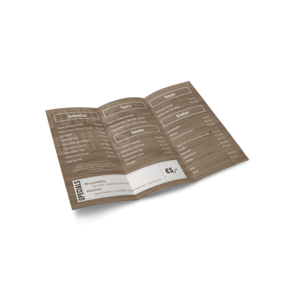 Menukaart Drieluik A4 Staand Menukaart Drieluik A4 Staand