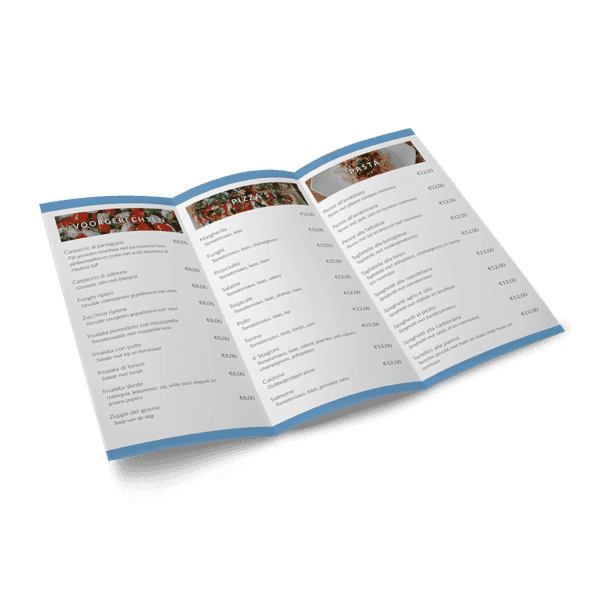 Menukaart A3 drieluik Menukaart A3 drieluik