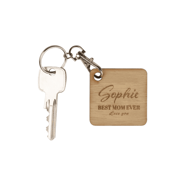 Houten gegraveerde sleutelhanger Houten gegraveerde sleutelhanger