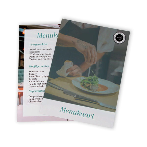 Menukaart A4 staand voorkant Menukaart A4 staand voorkant