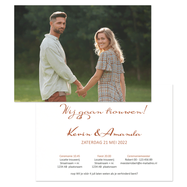 Enkel kaart A6 liggend trouwen Enkel kaart A6 liggend trouwen