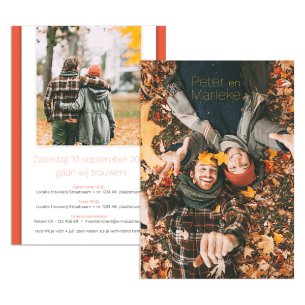 Enkel kaart A5 staand trouwen Enkel kaart A5 staand trouwen