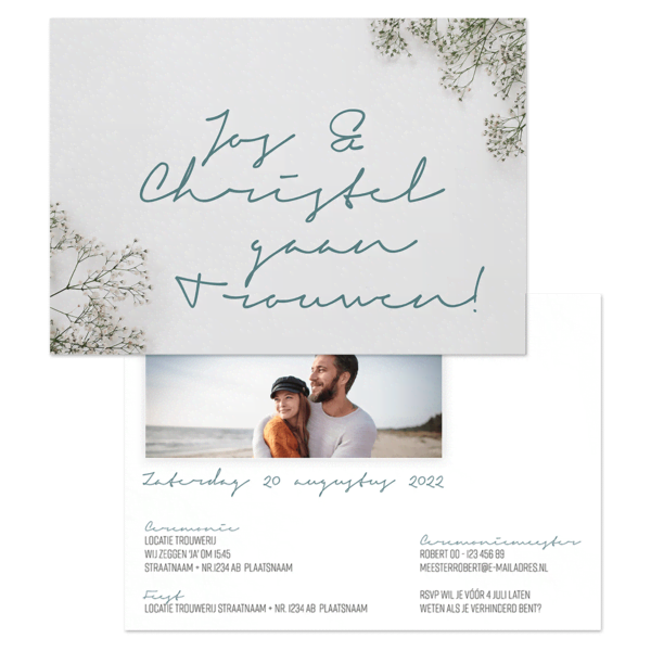 Enkel kaart A5 liggend trouwen