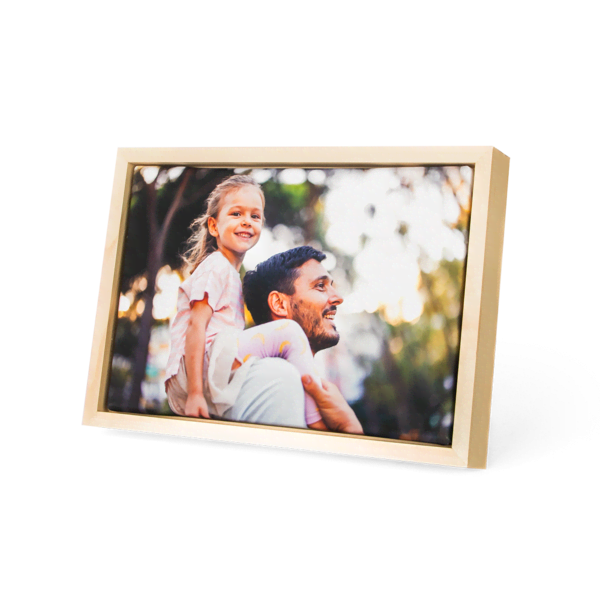 Vader en dochter foto op canvas in houten baklijst