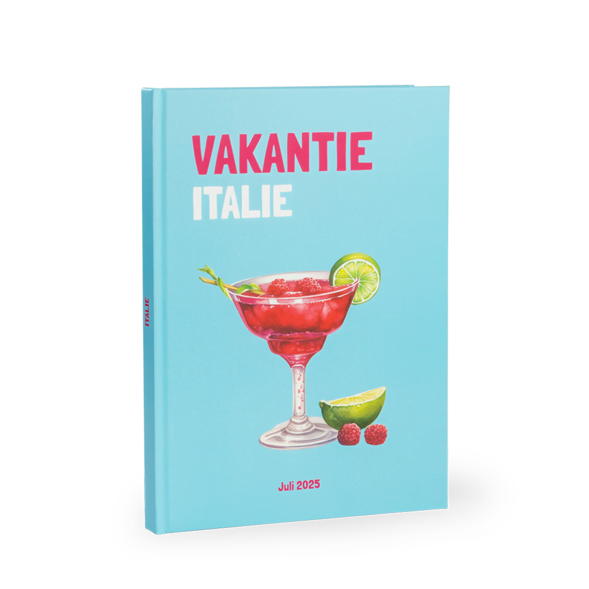 Vlakliggend fotoboek A4 staand blauw met cocktailglas Vlakliggend fotoboek A4 staand blauw met cocktailglas