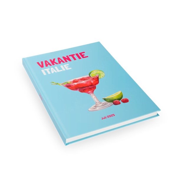 Vlakliggend Fotoboek schuin A4 Staand blauw met cocktailglas