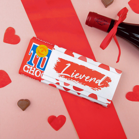 Tony's chocolonely met tekst Tony's chocolonely met tekst