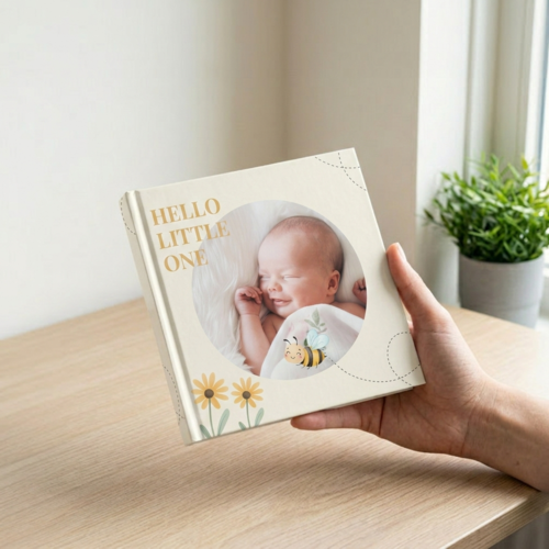 fotoboek vlakliggend baby met bijen 15x15