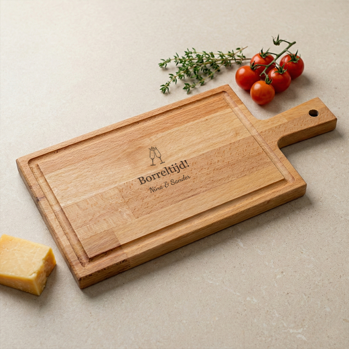 Snijplank graveren borreltijd Snijplank graveren borreltijd