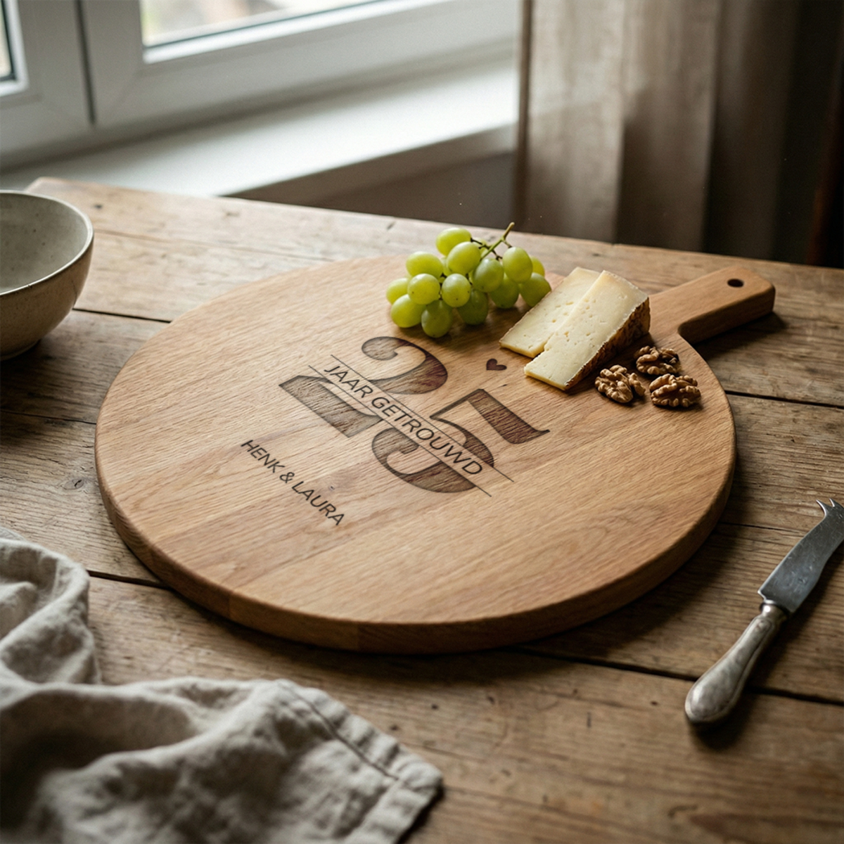 Serveerplank met tekst 25 jaar getrouwd Serveerplank met tekst 25 jaar getrouwd