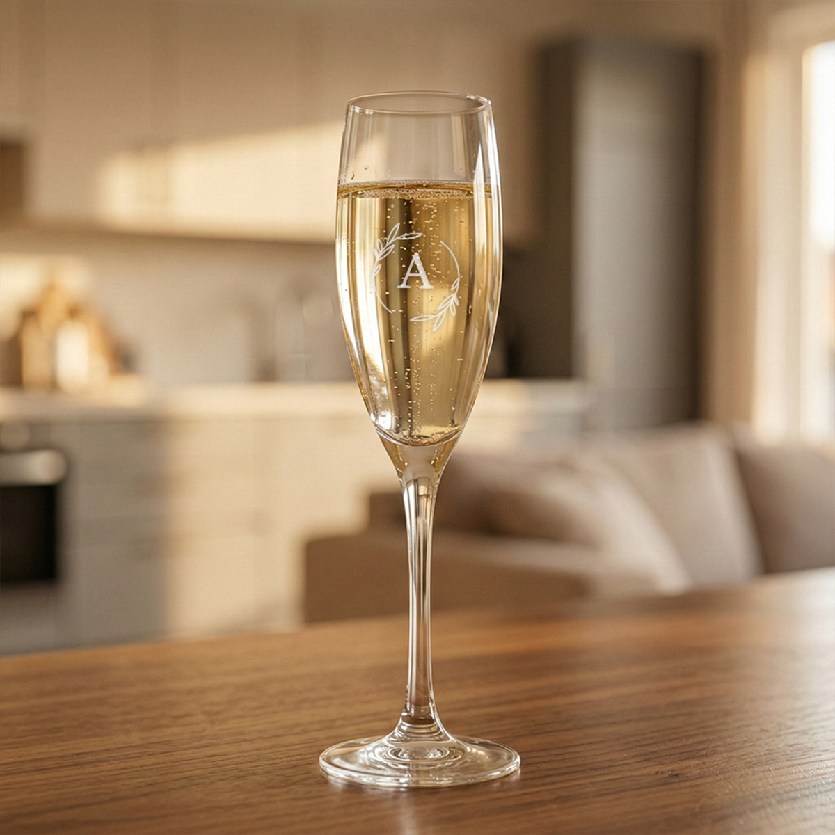 Champagneglas gegraveerd a Champagneglas gegraveerd a