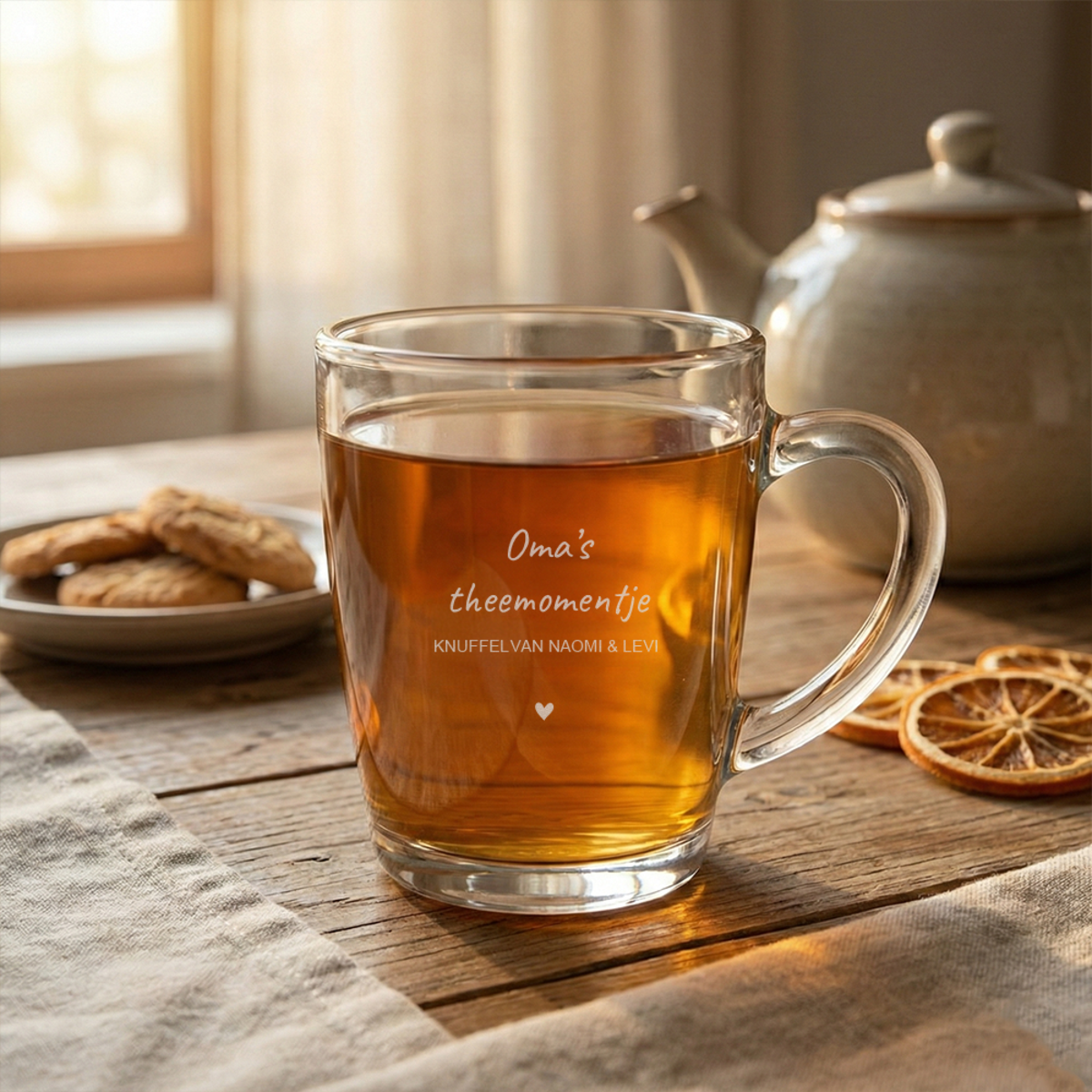 Theeglas met gravering oma Theeglas met gravering oma