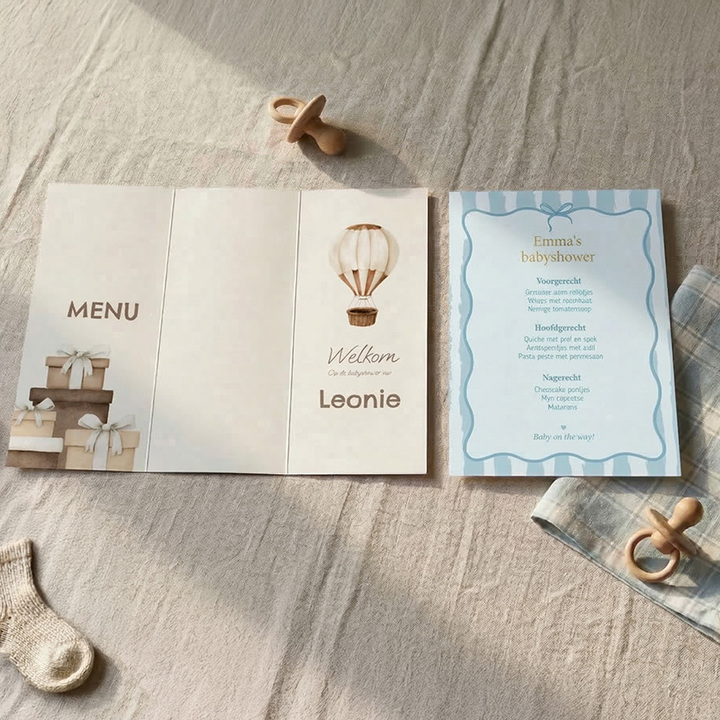 Menukaarten A4 baby en kids