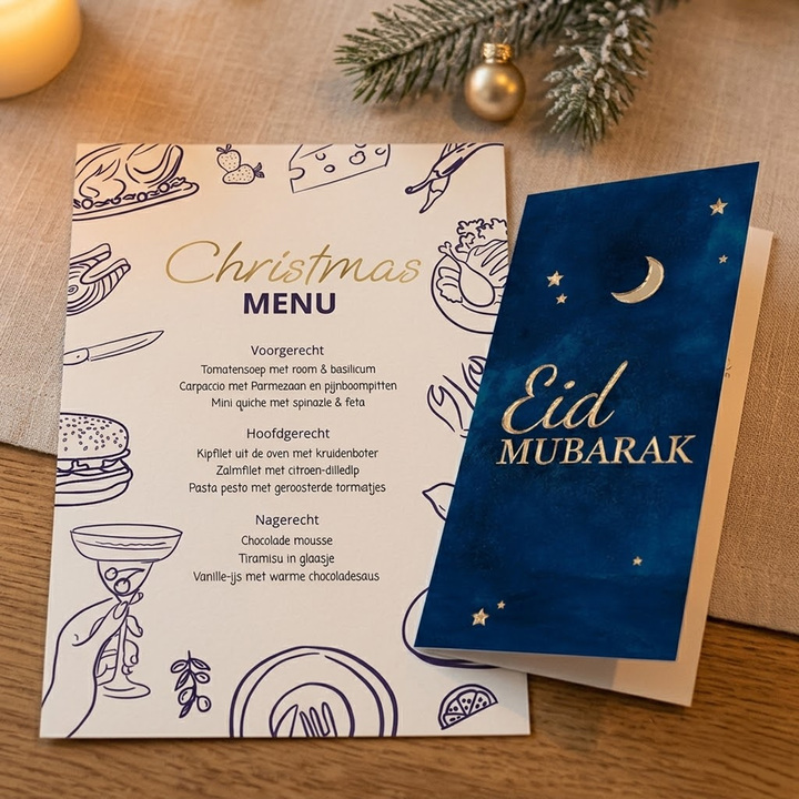 Menukaarten a4 feestdagen