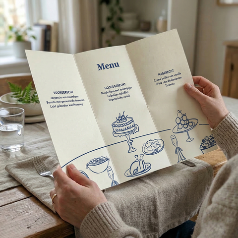 Menukaart a3 drieluik diner