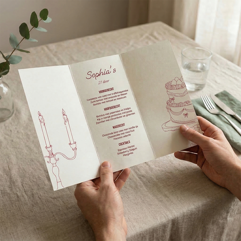 Menukaart A3 drieluik sophie