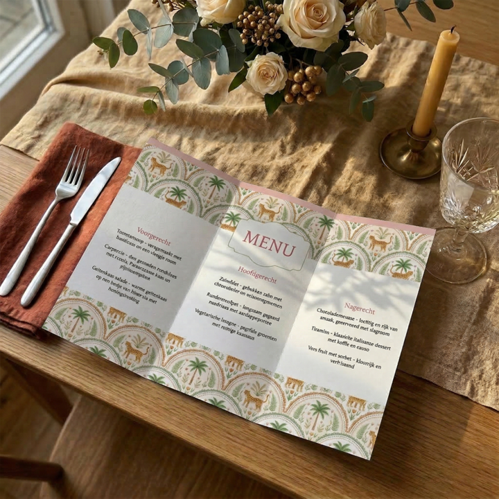 Menukaarten A3 dinerfeeestjes