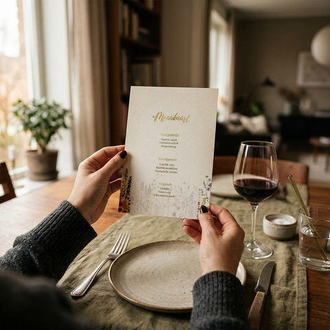 Menukaart a5 maken voor een diner