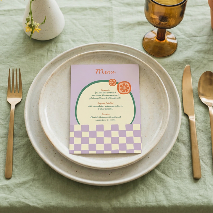 Menukaarten a5 dinerfeestjes