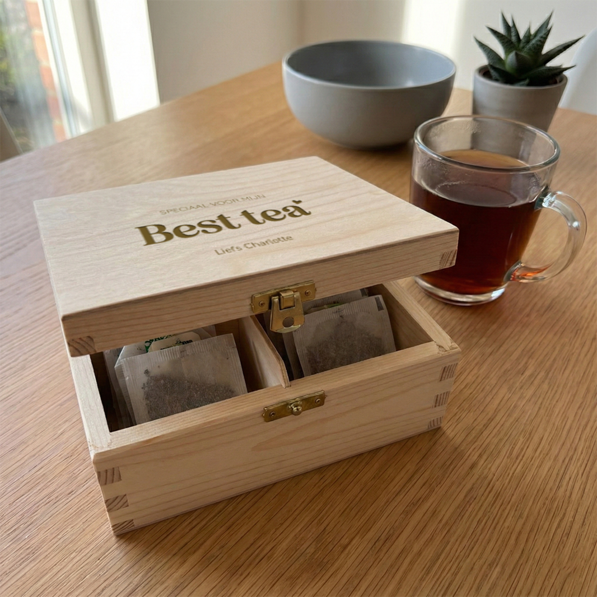 Theedoos graveren best tea Theedoos graveren best tea