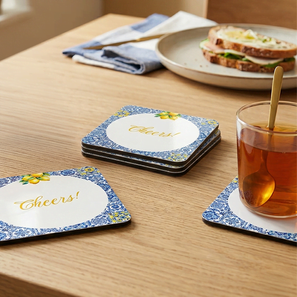 Onderzetters bedrukken thee en broodje Onderzetters bedrukken thee en broodje