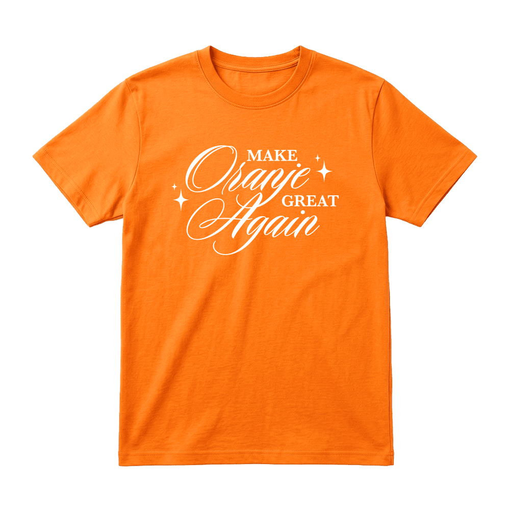 Oranje T-shirt met tekst make oranje great again Oranje T-shirt met tekst make oranje great again