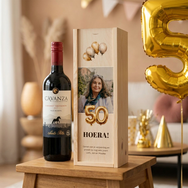 Wijnkist voor verjaardag 50 jaar Wijnkist voor verjaardag 50 jaar