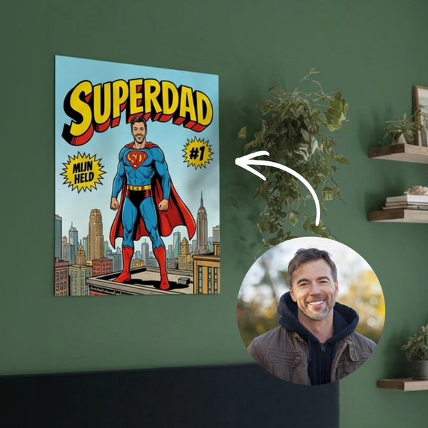 Papa poster met gezicht en witte pijl Papa poster met gezicht en witte pijl