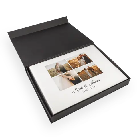 Bruiloft boek maken in een opbergdoos